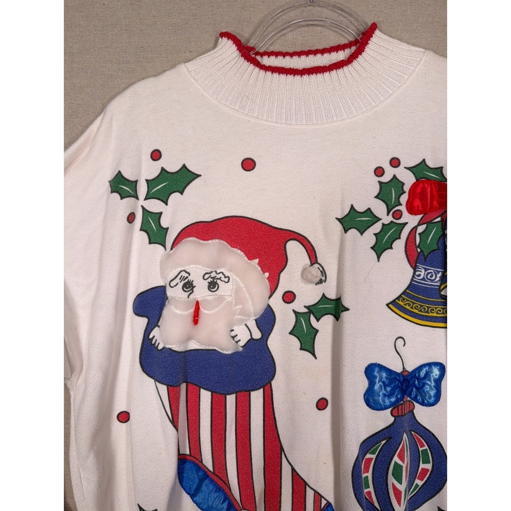 Vintage American Weekend Christmas Santa Sweatshirt White 20W/40 Holiday 90s